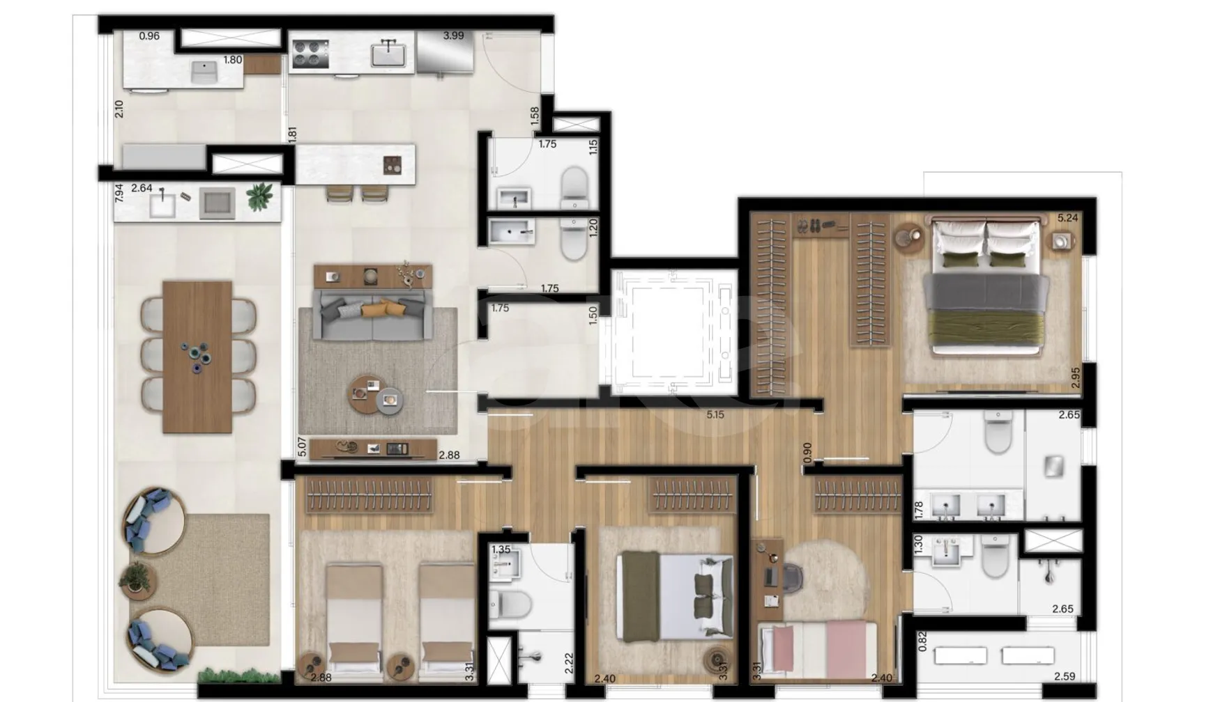 Planta — Apartamento 151,89 m²