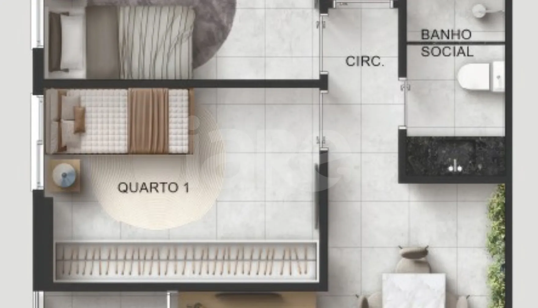 Planta — Apartamento 74,6 m²
