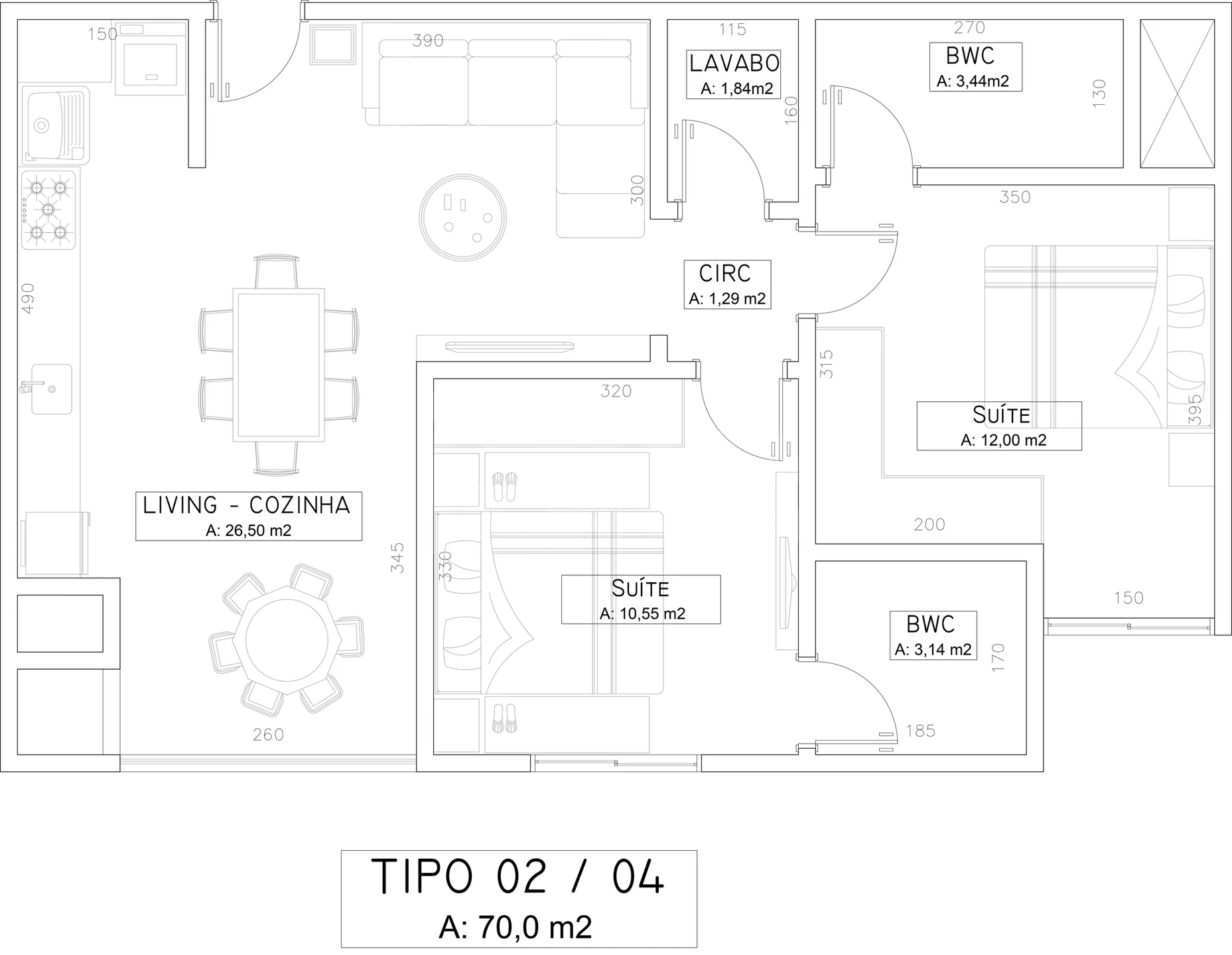 Planta — Apartamento 70 m²