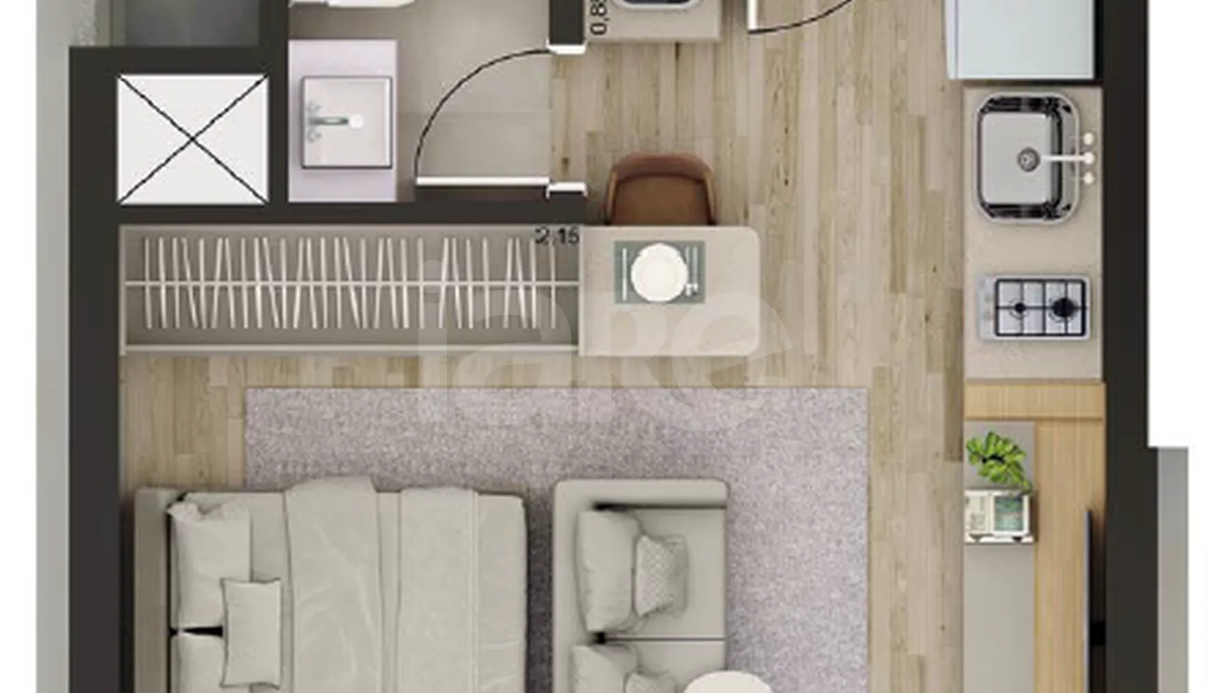 Planta — Studio 26,52 m²