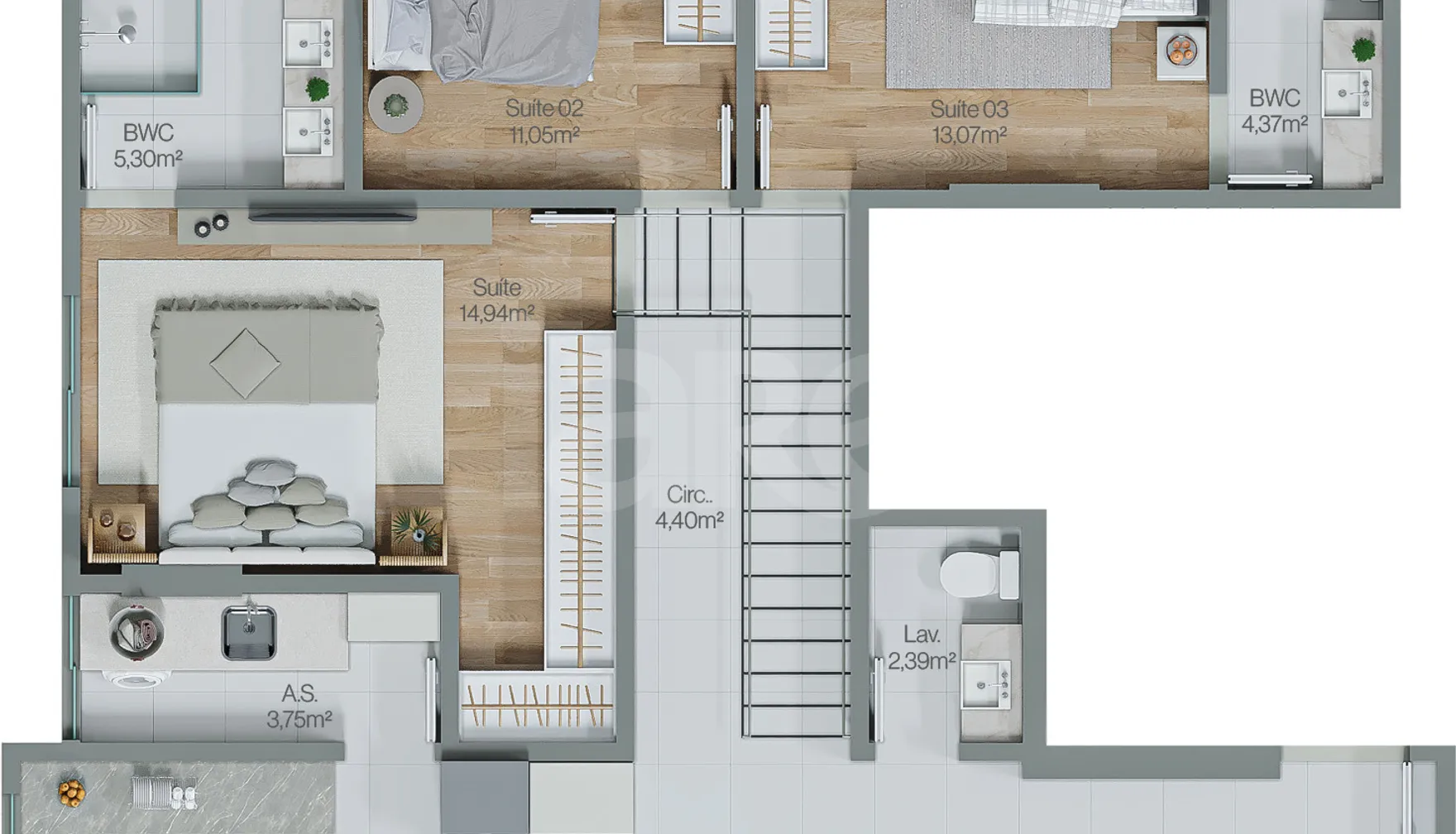Planta — Cobertura Duplex 250 m²