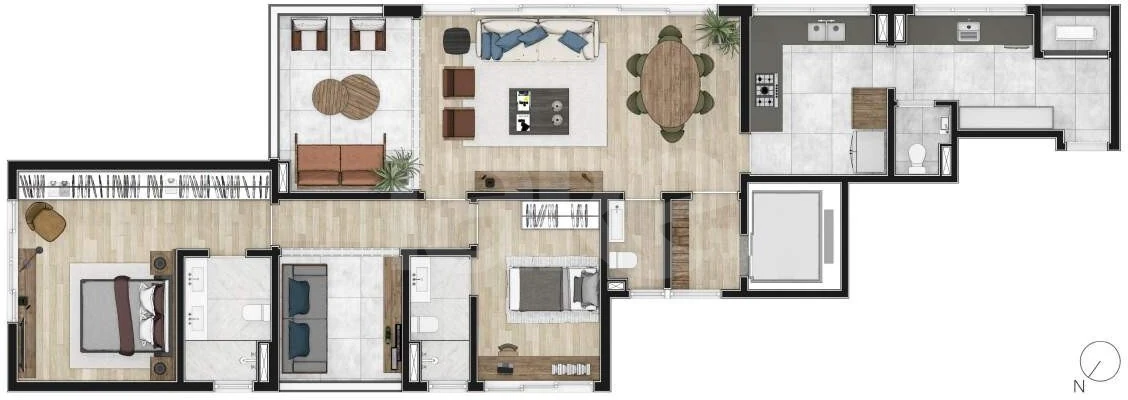 Planta — Apartamento 144,07 m²