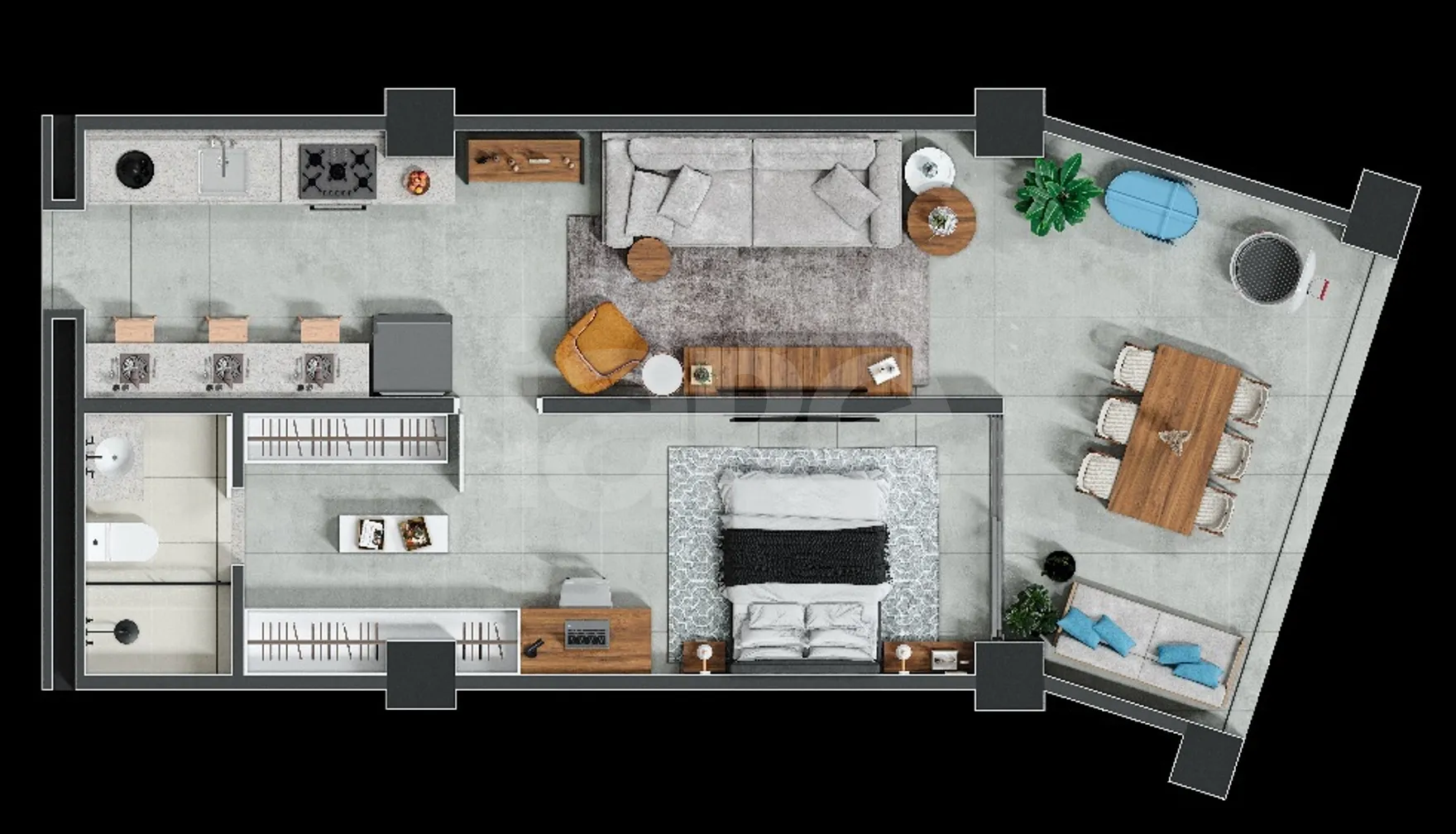 Planta — Apartamento 74,19 m²