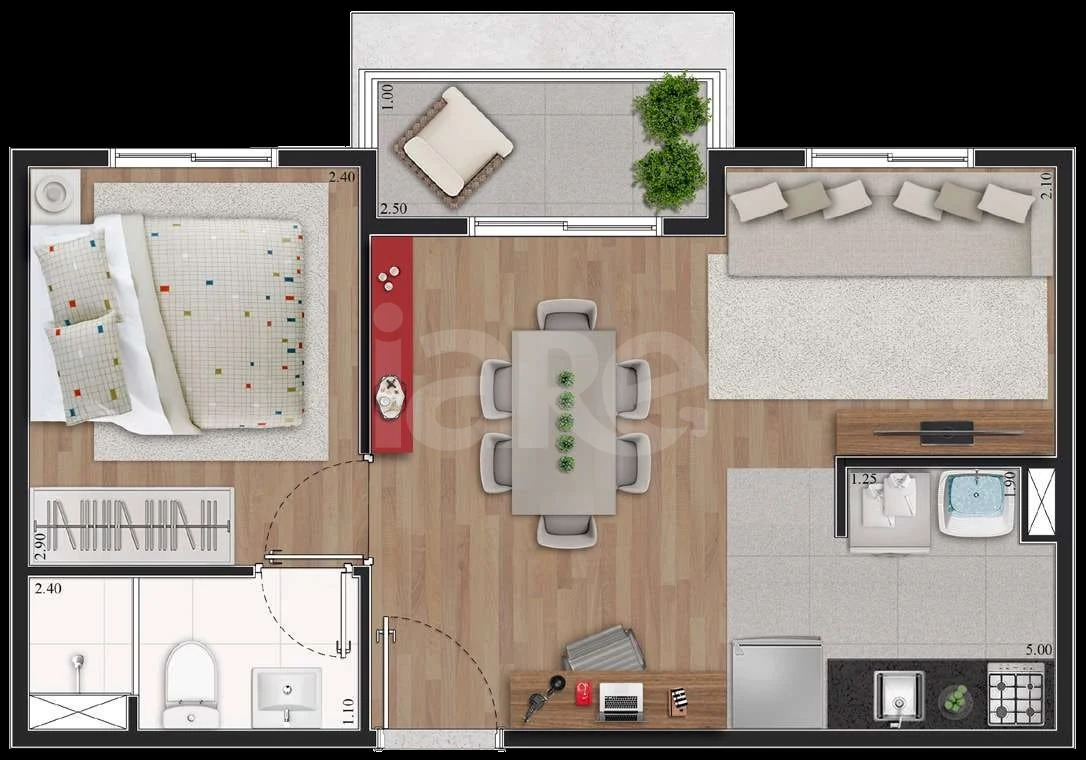 Planta — Apartamento 36,6 m²