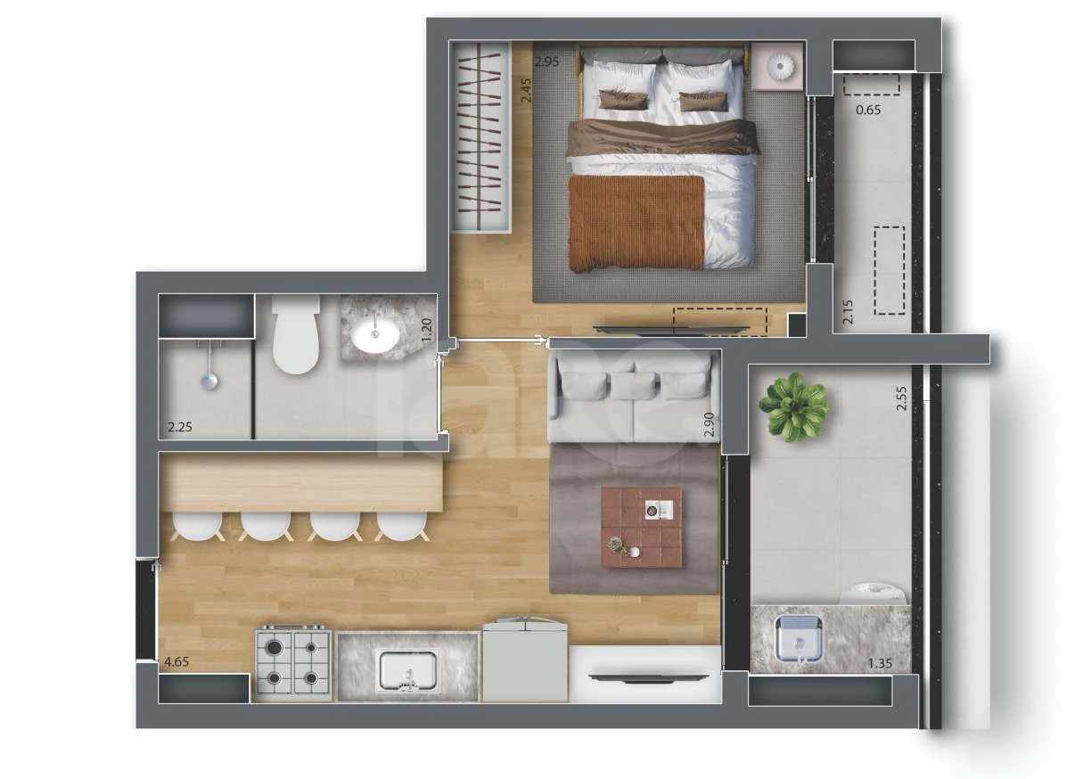Planta — Apartamento 32,96 m²