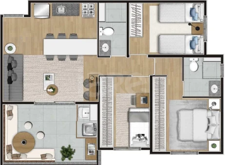 Planta — Apartamento 69,8 m²