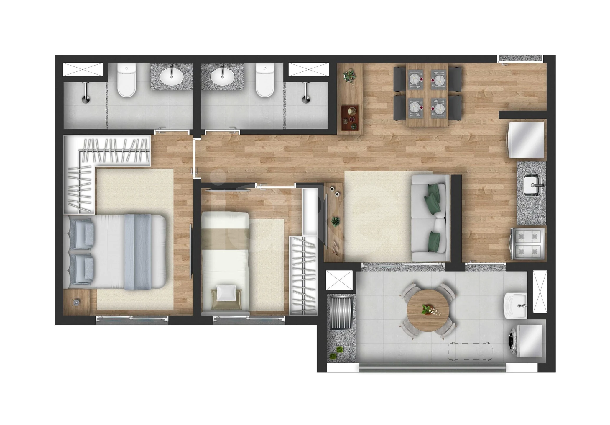 Planta — Apartamento 49,94 m²