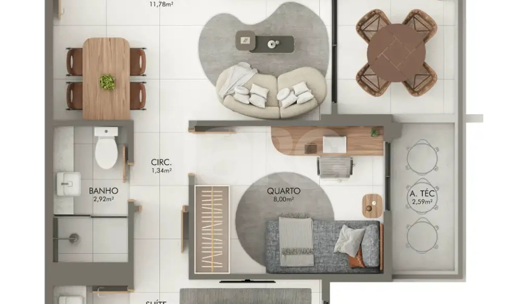 Planta — Apartamento 59,2 m²