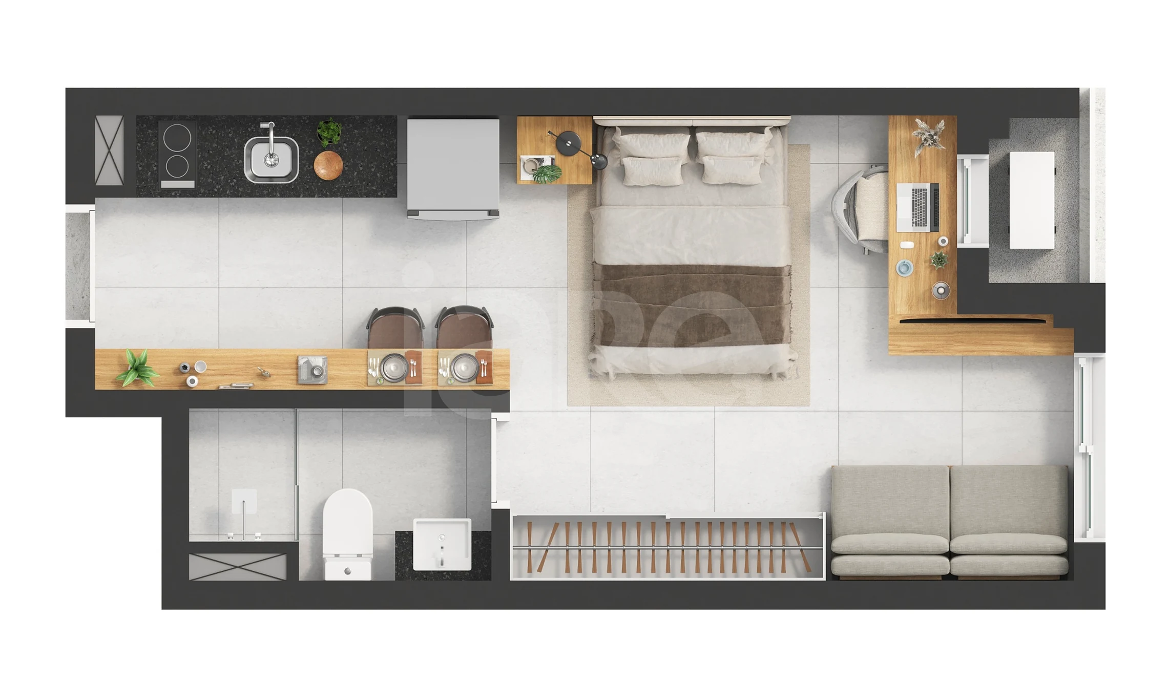 Planta — Studio 26,14 m²