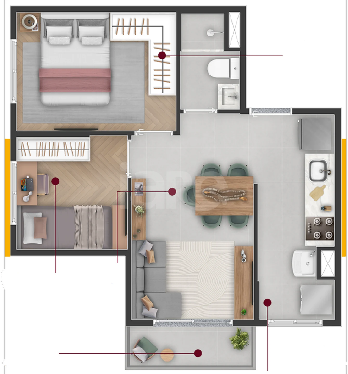 Planta — Apartamento 38,71 m²
