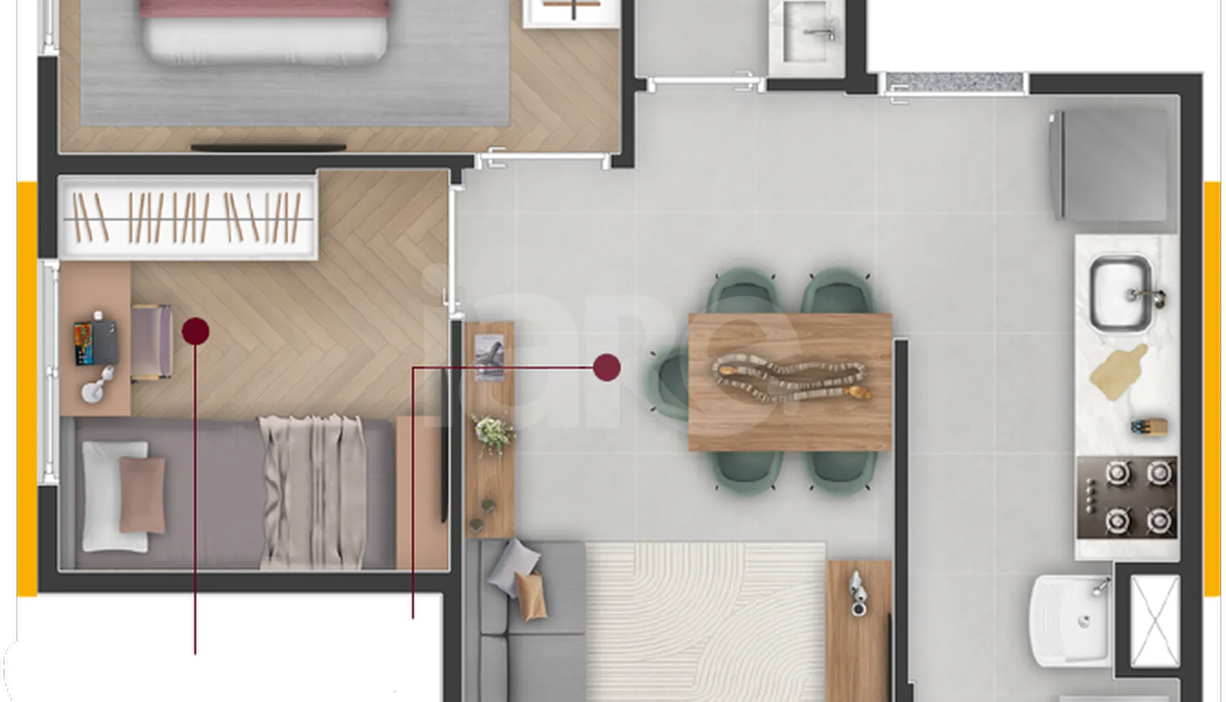 Planta — Apartamento 38,71 m²