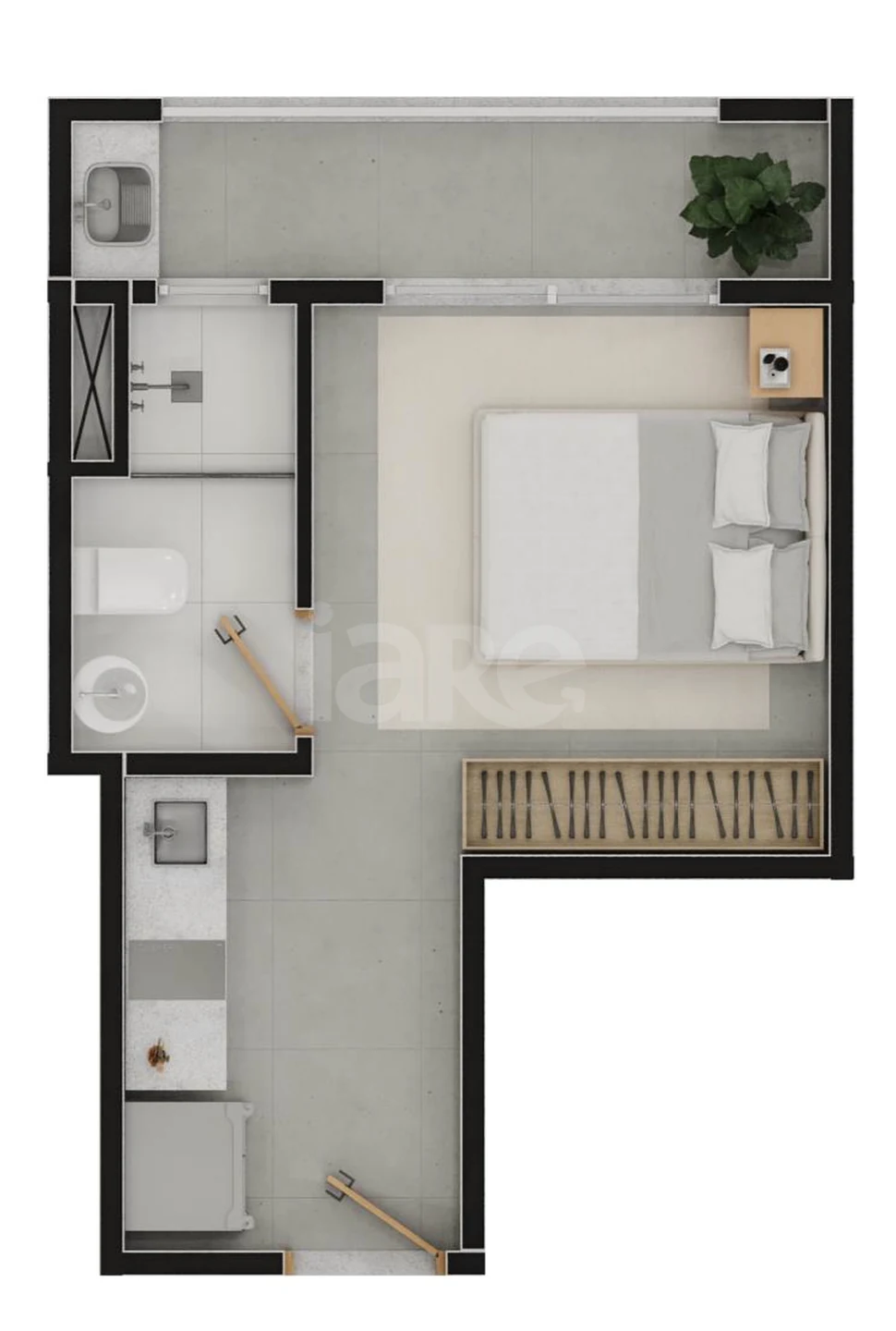 Planta — Studio 24,8 m²