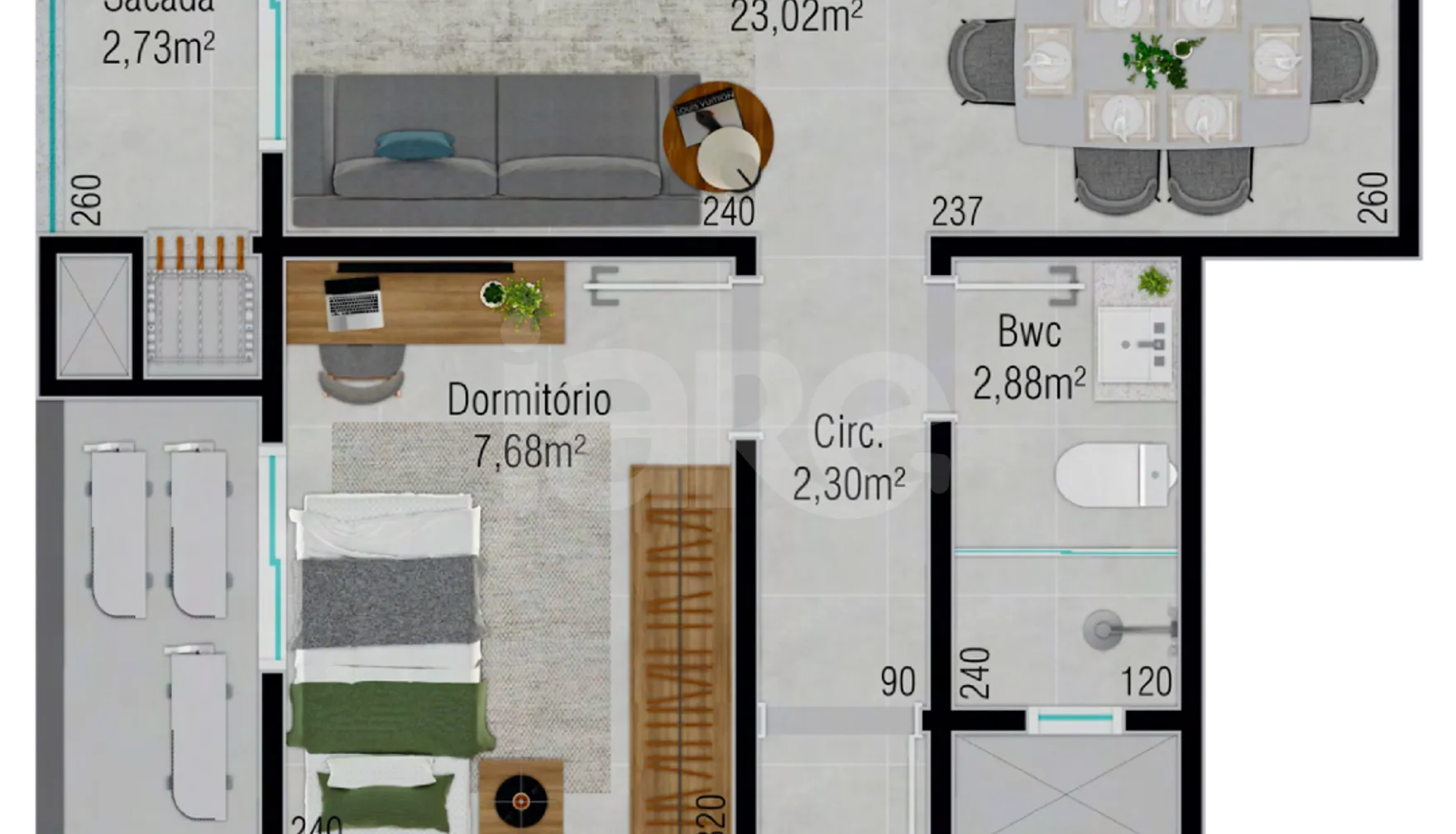 Planta — Apartamento 60,73 m²