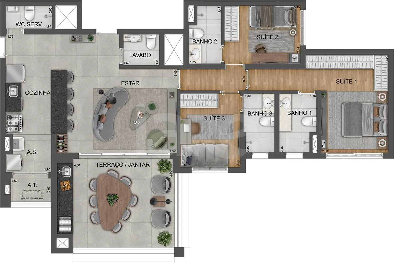 Planta — Apartamento 118,81 m²