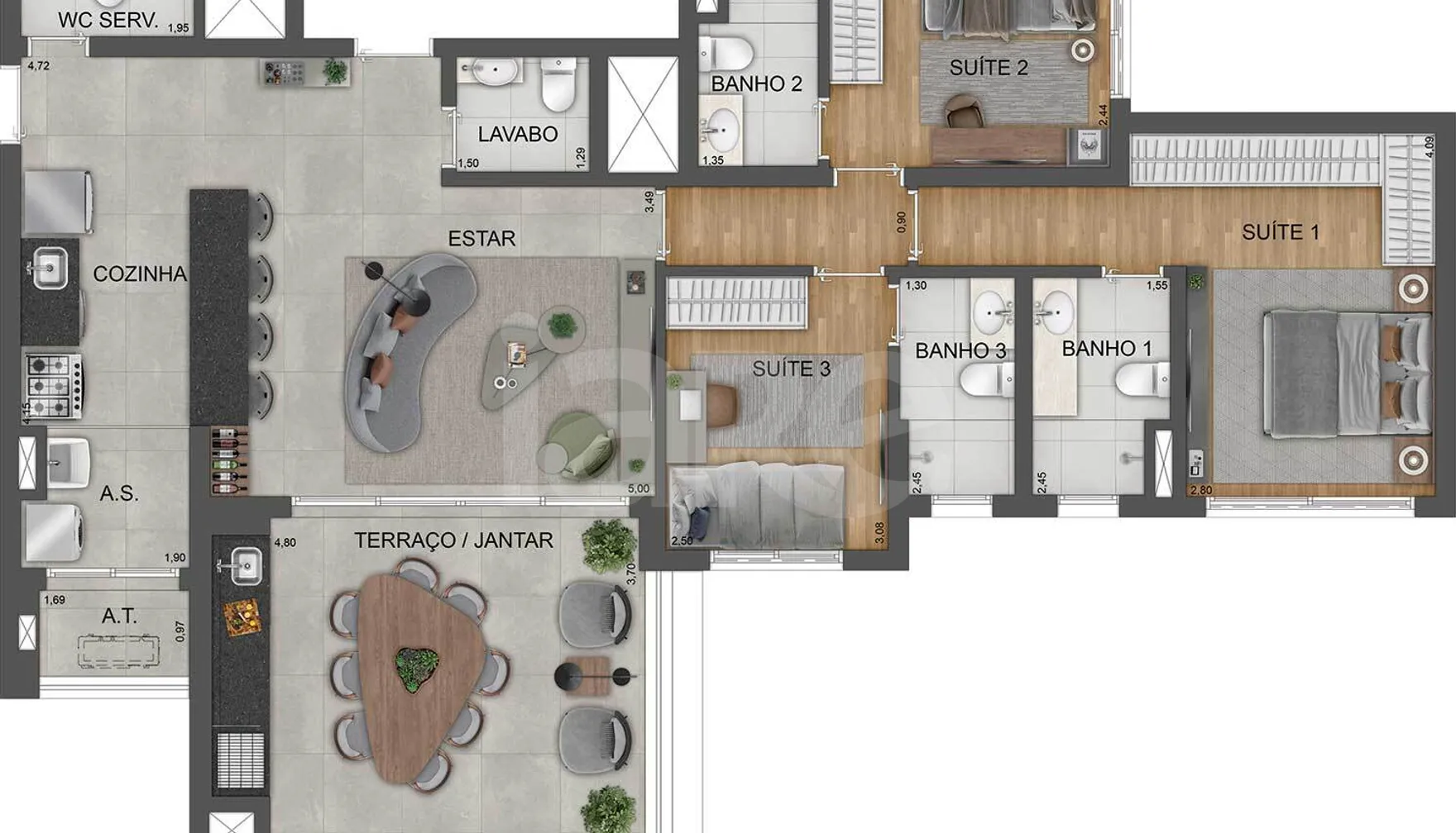 Planta — Apartamento 118,81 m²