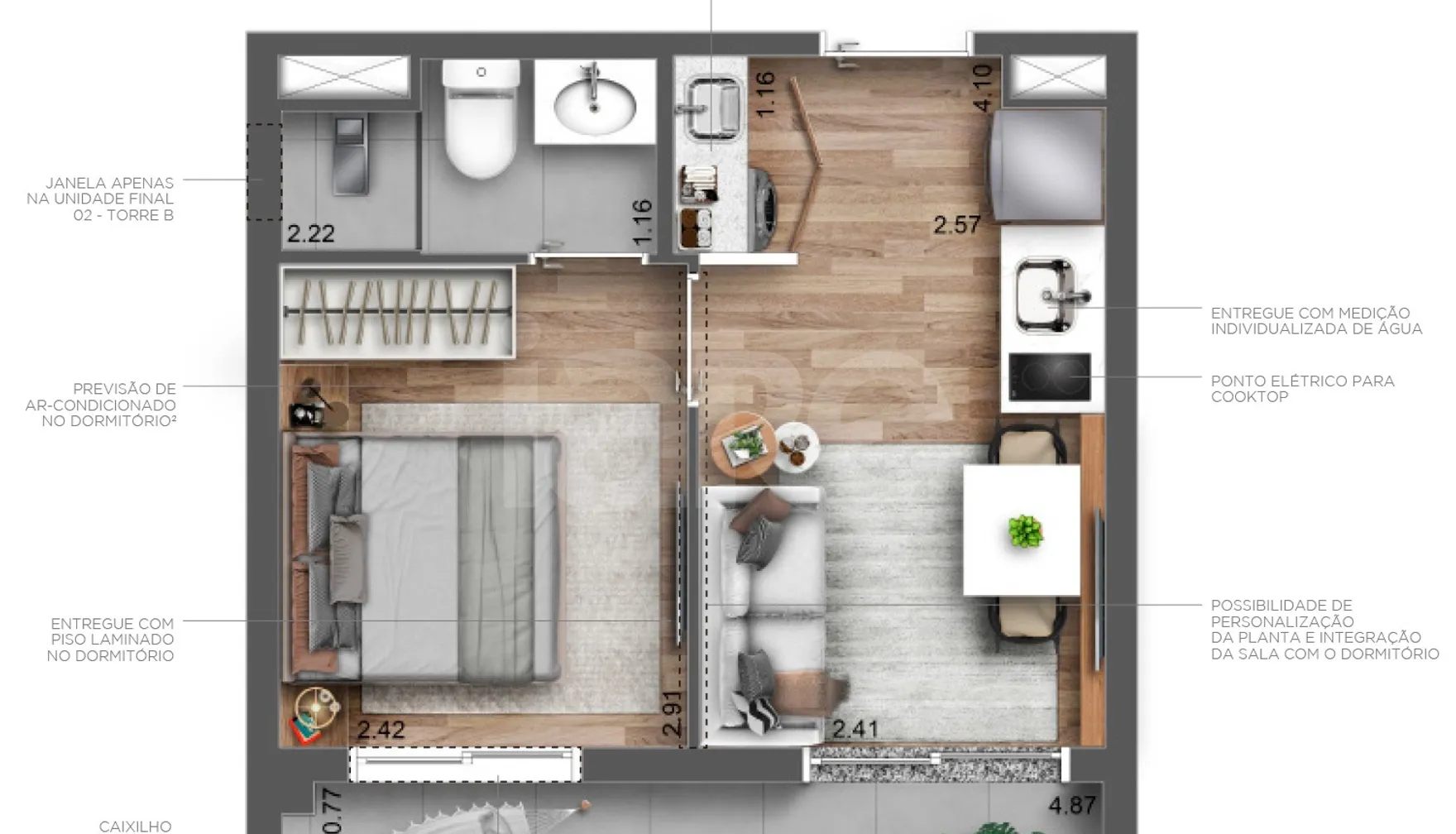 Planta — Apartamento 27,88 m²