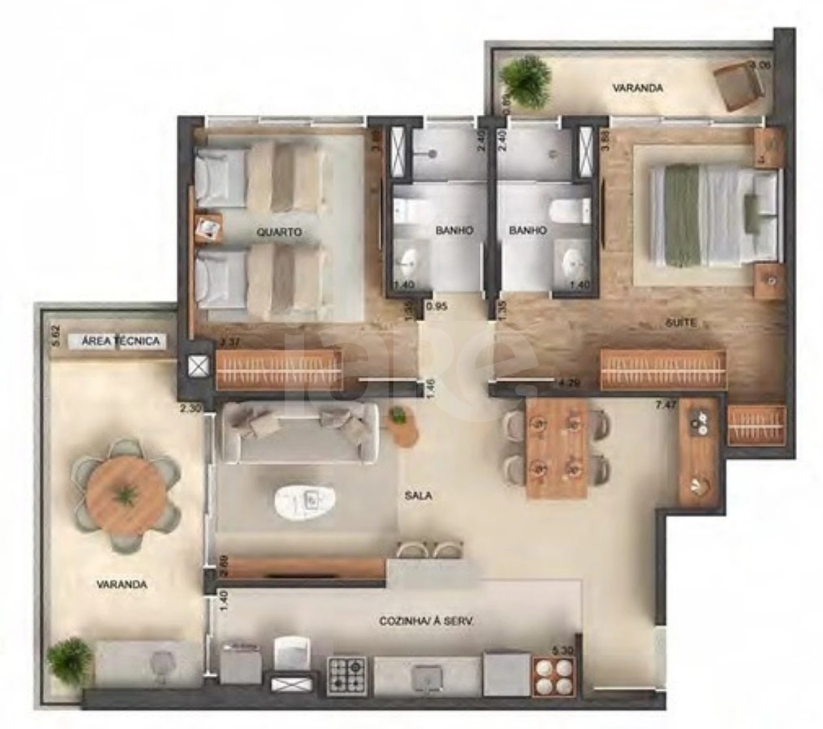 Planta — Apartamento 90,32 m²