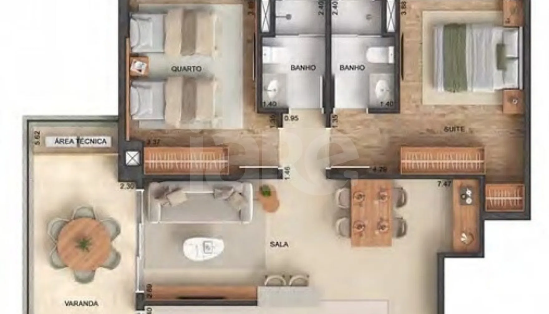 Planta — Apartamento 90,32 m²
