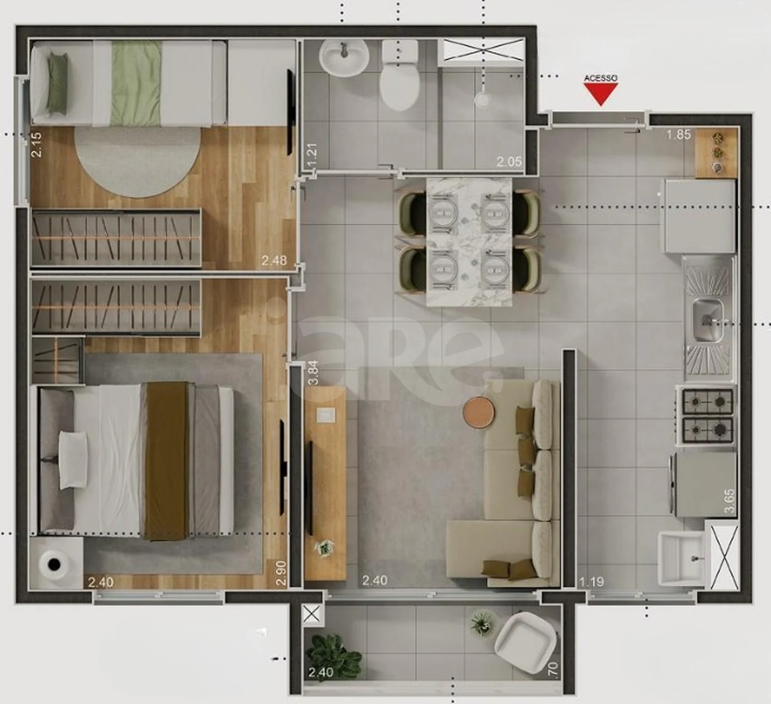 Planta — Apartamento 37,04 m²