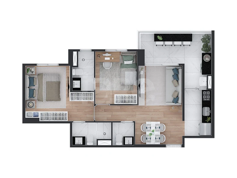 Planta — Apartamento 70,7 m²