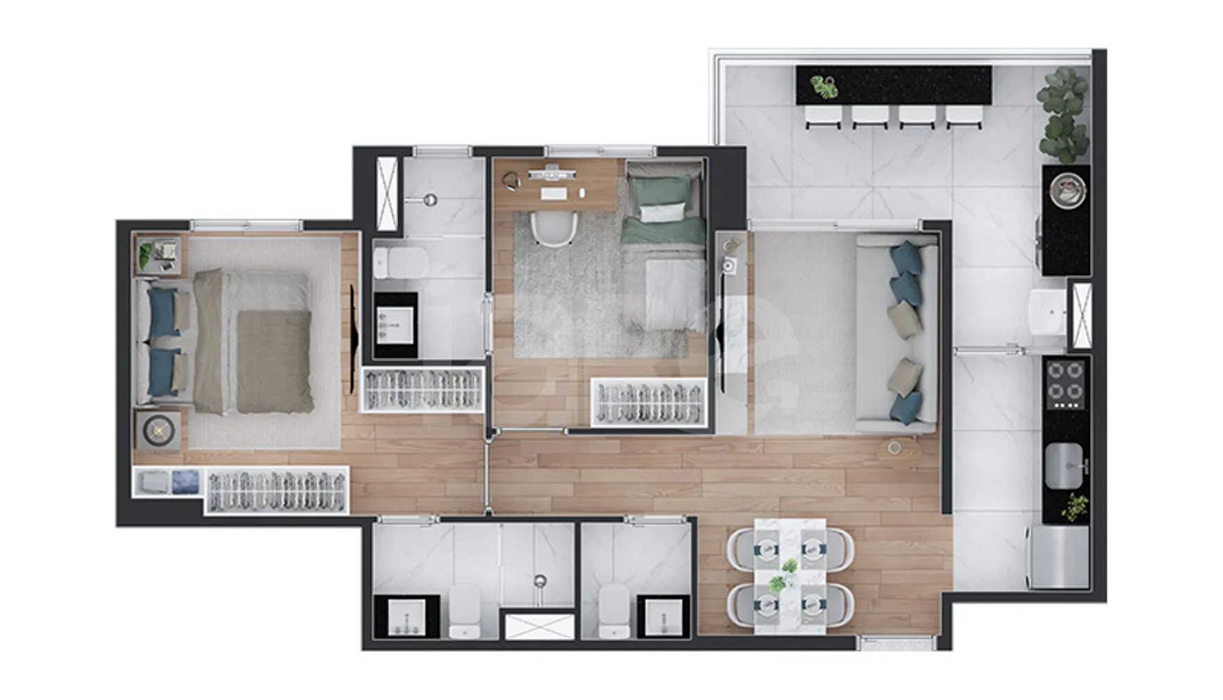 Planta — Apartamento 70,7 m²
