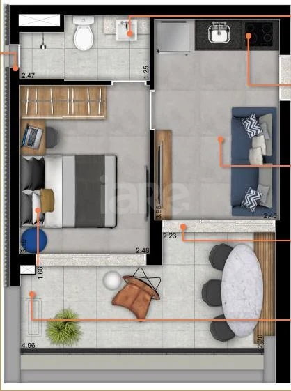 Planta — Apartamento 36 m²