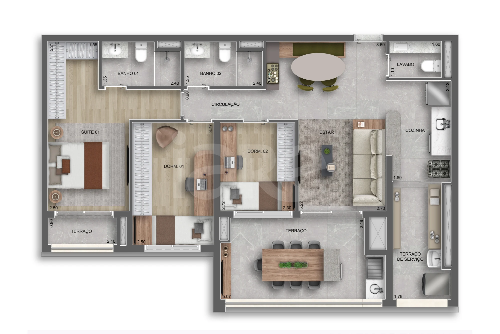 Planta — Apartamento 96,39 m²