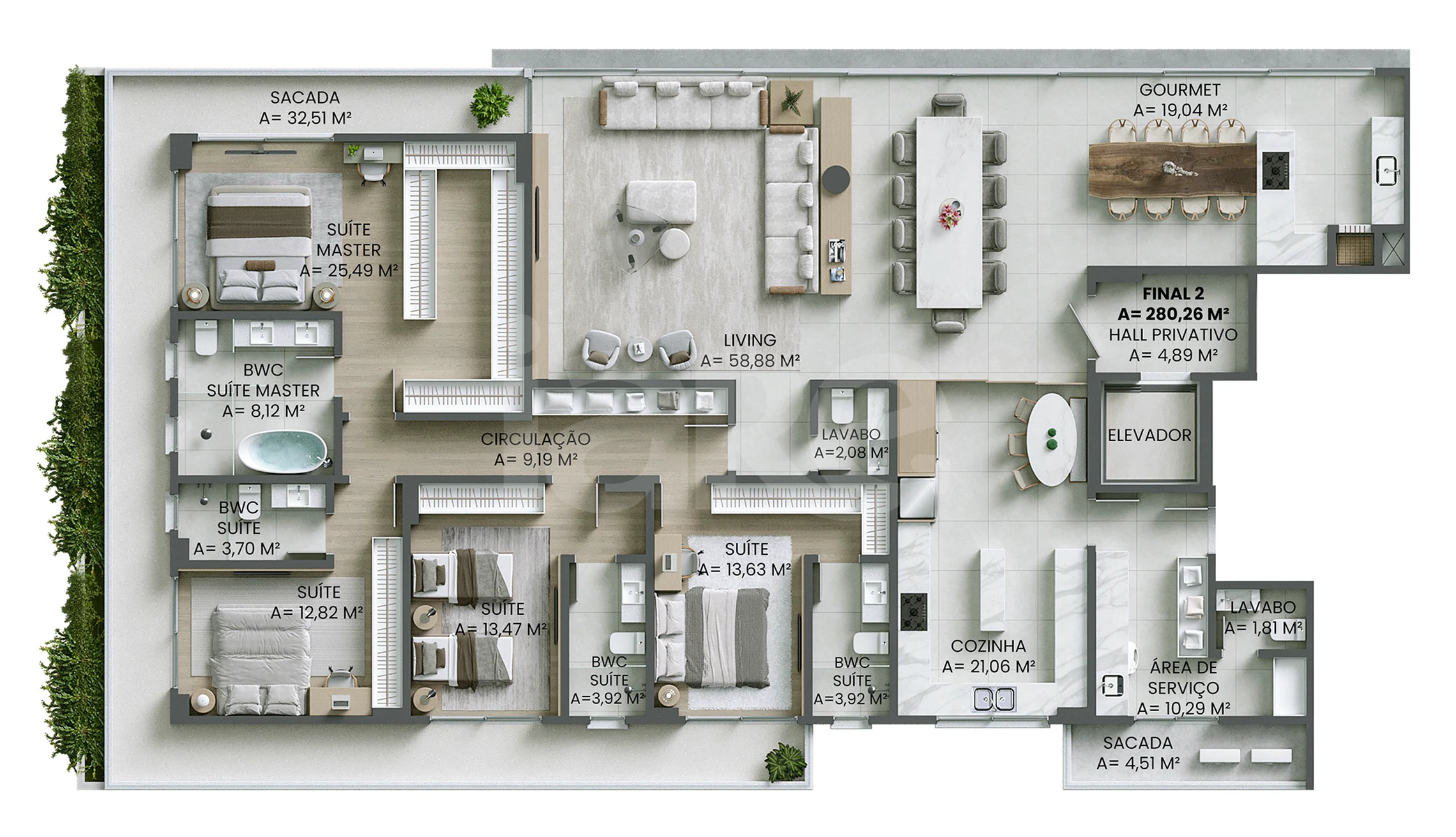 Planta — Apartamento 280,26 m²