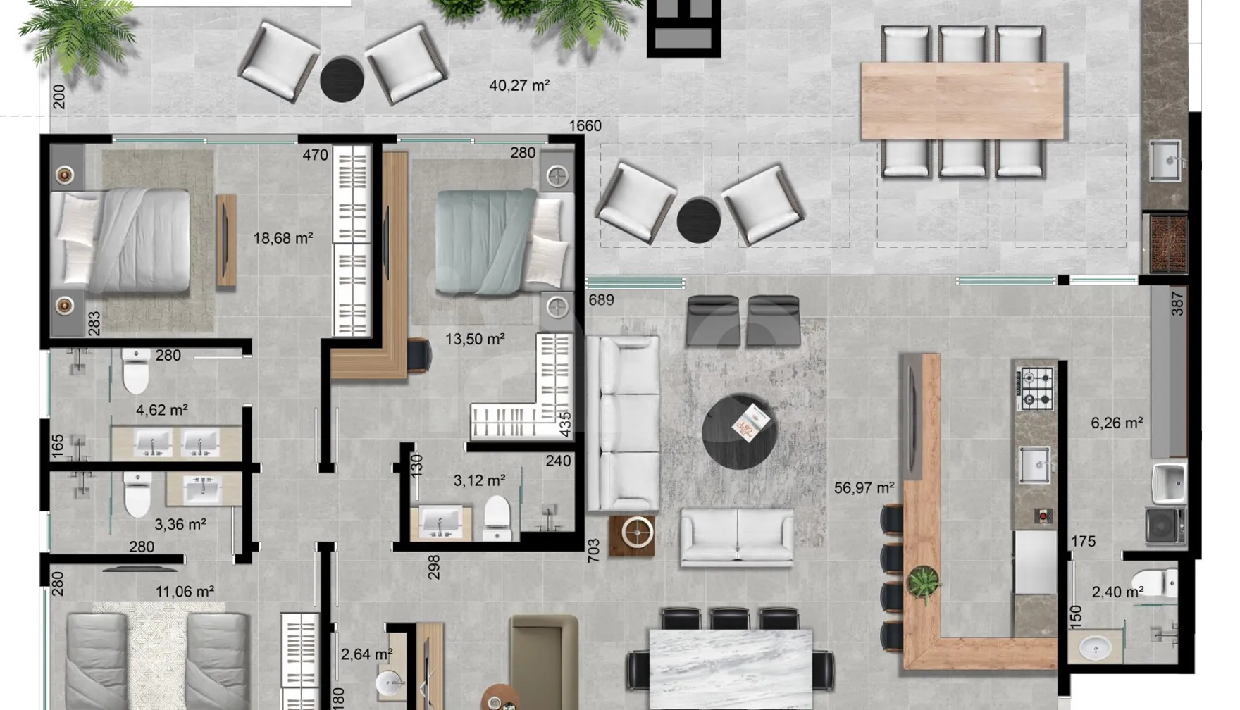 Planta — Cobertura Horizontal 195,03 m²