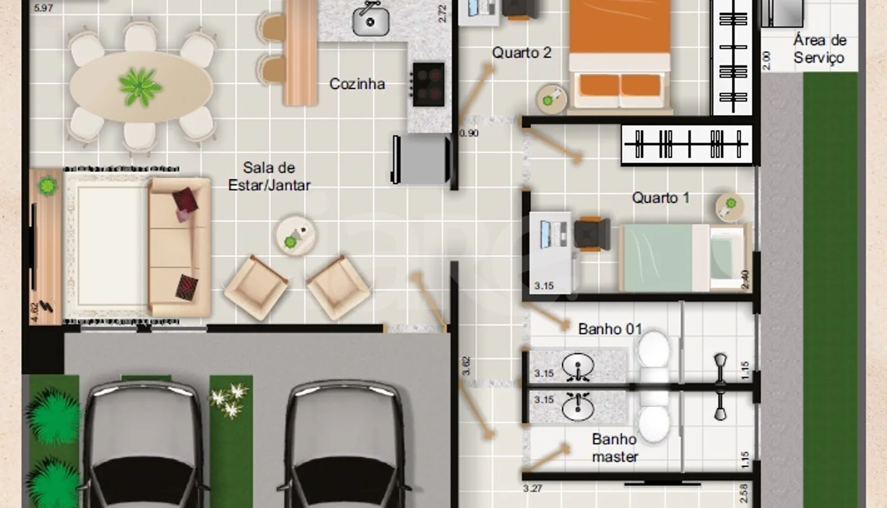 Planta — Casa em Condomínio 92,34 m²