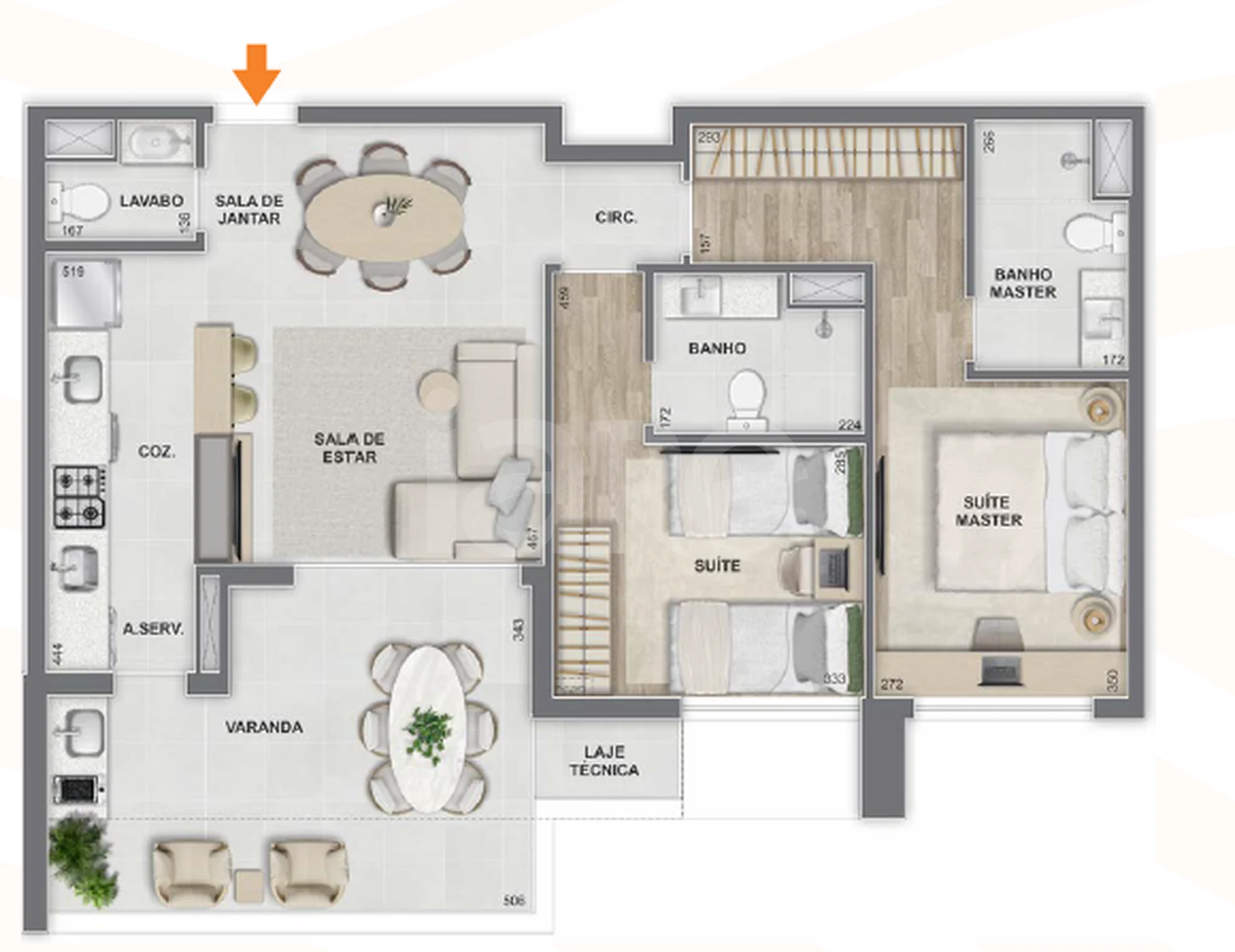 Planta — Apartamento 85,86 m²