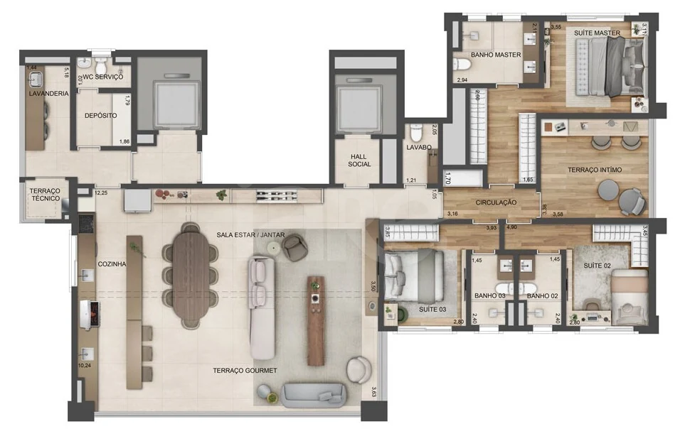 Planta — Apartamento 201,22 m²