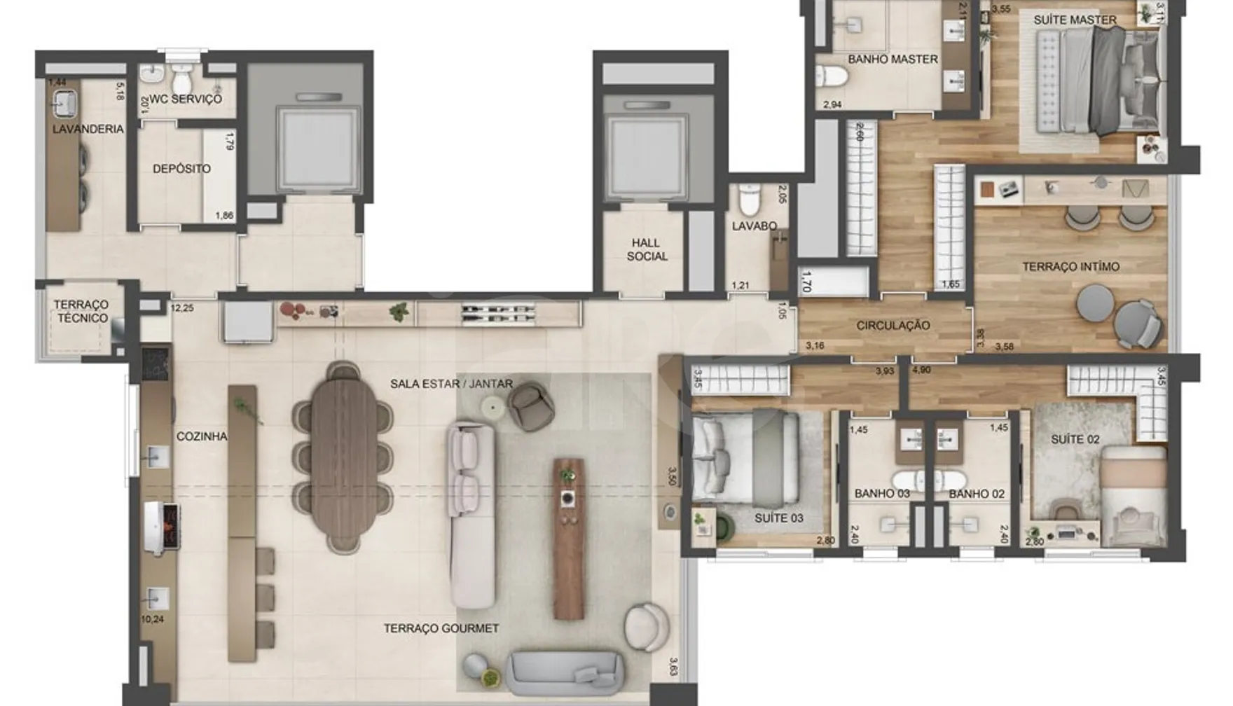 Planta — Apartamento 201,22 m²