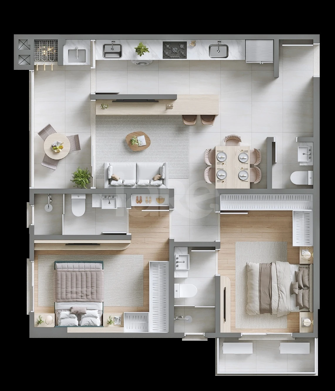Planta — Apartamento 76,72 m²