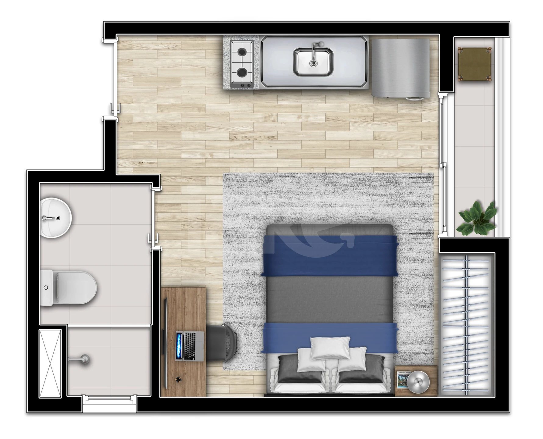 Planta — Studio 18,82 m²