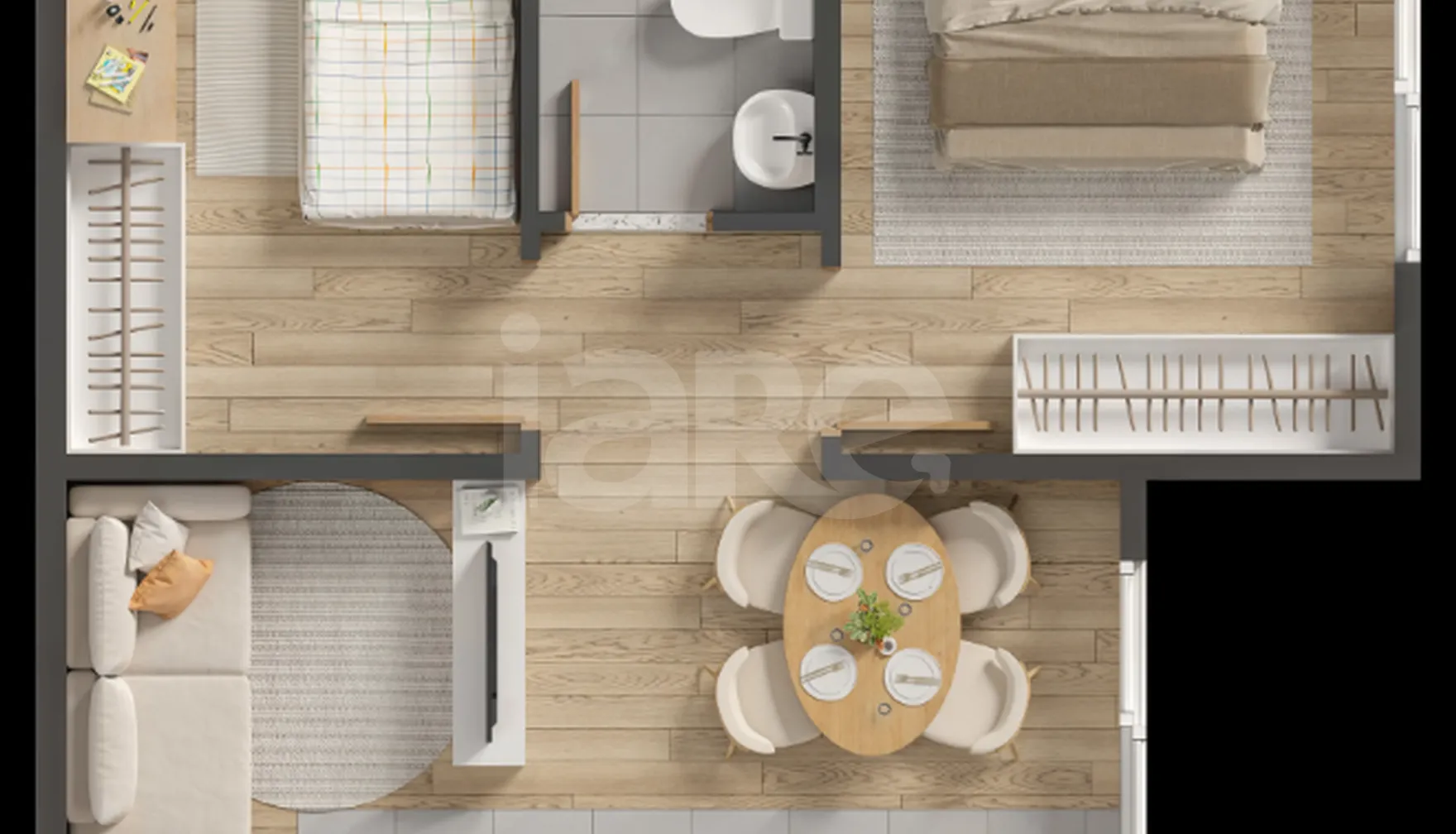 Planta — Apartamento 35,82 m²