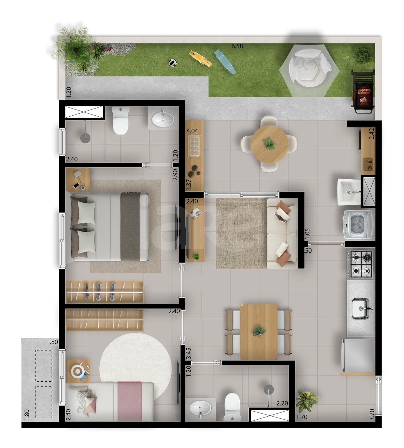 Planta — Garden 57,6 m²