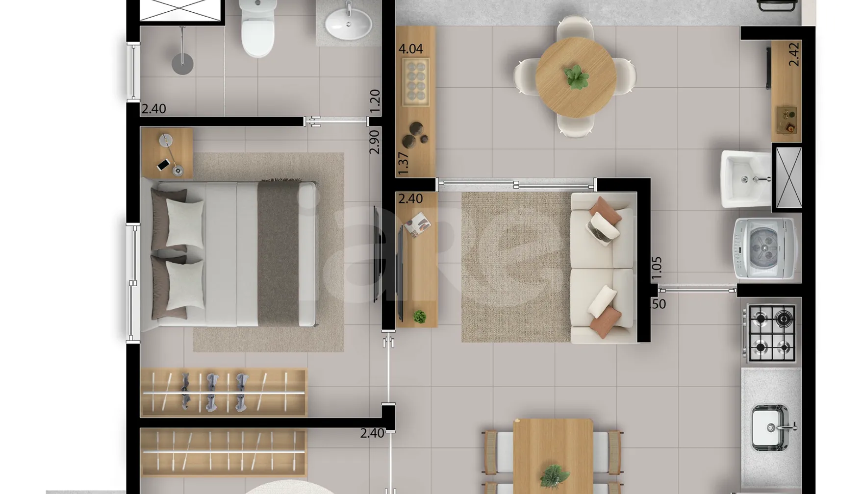 Planta — Garden 57,6 m²