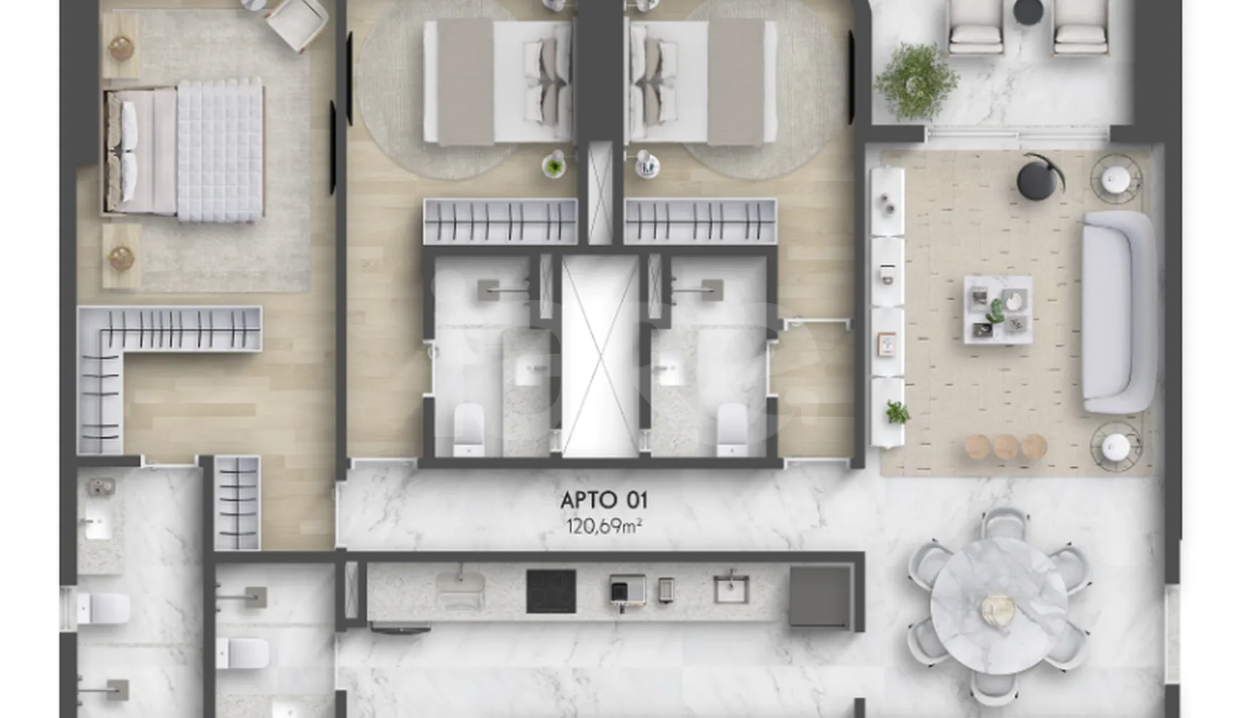 Planta — Apartamento 120,69 m²