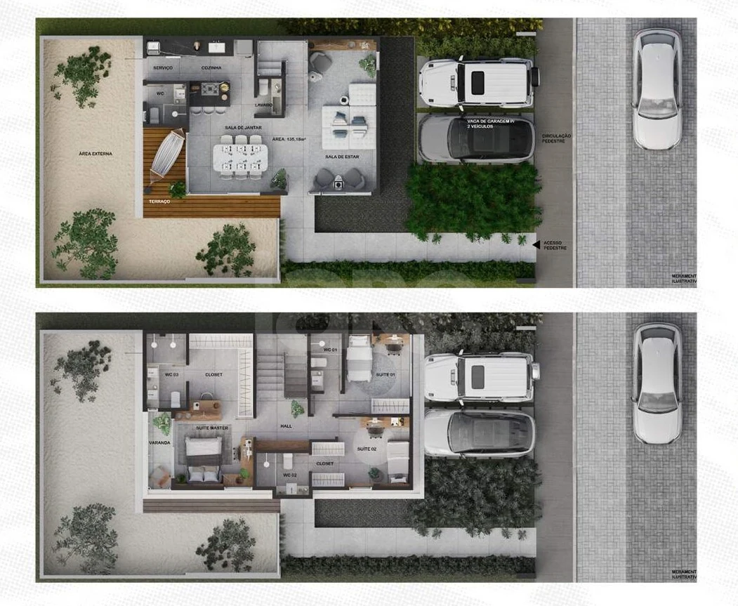 Planta — Casa em Condomínio 135 m²