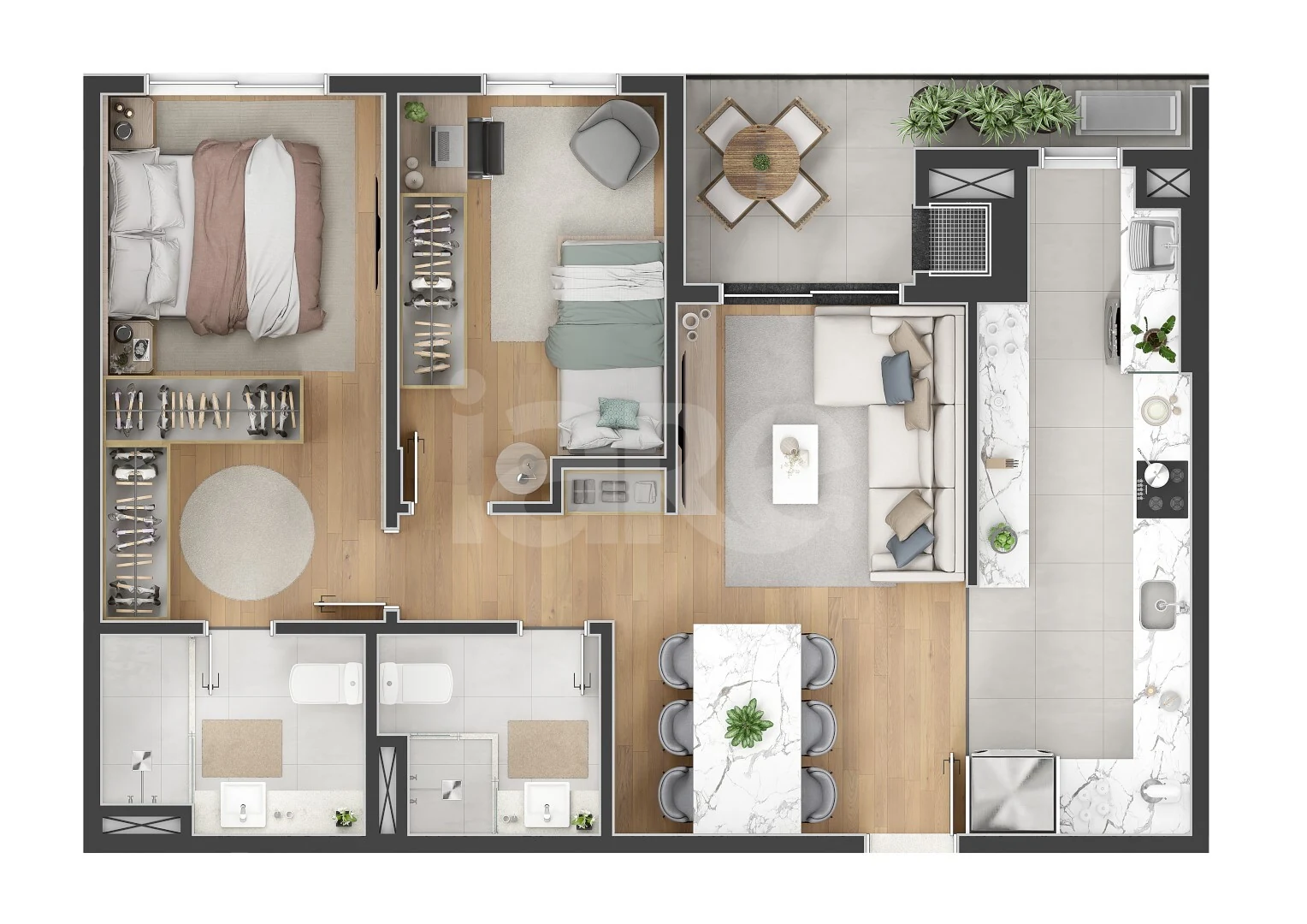 Planta — Apartamento 67,22 m²