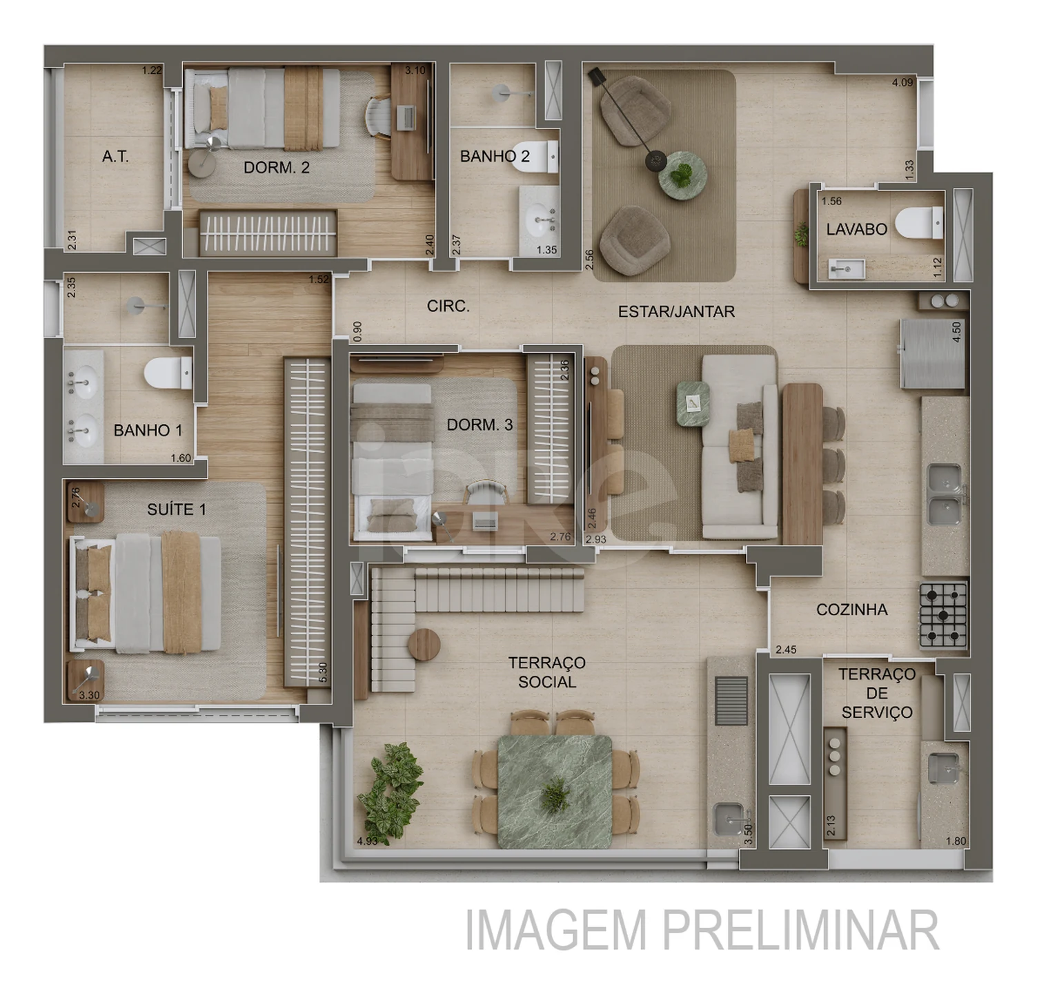 Planta — Apartamento 106,4 m²