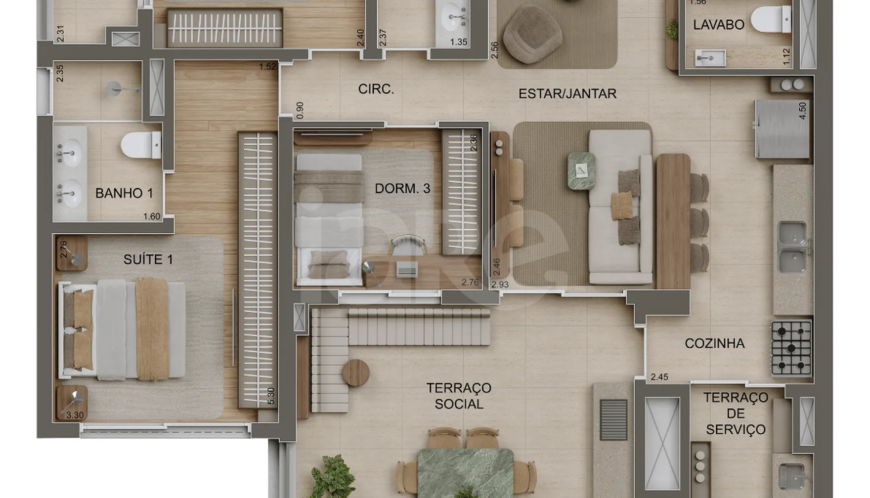 Planta — Apartamento 106,4 m²