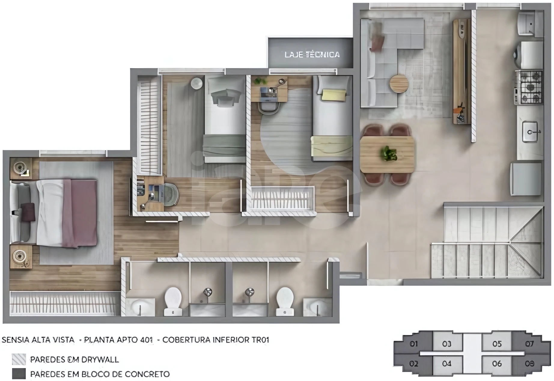 Planta — Cobertura Duplex 136,21 m²