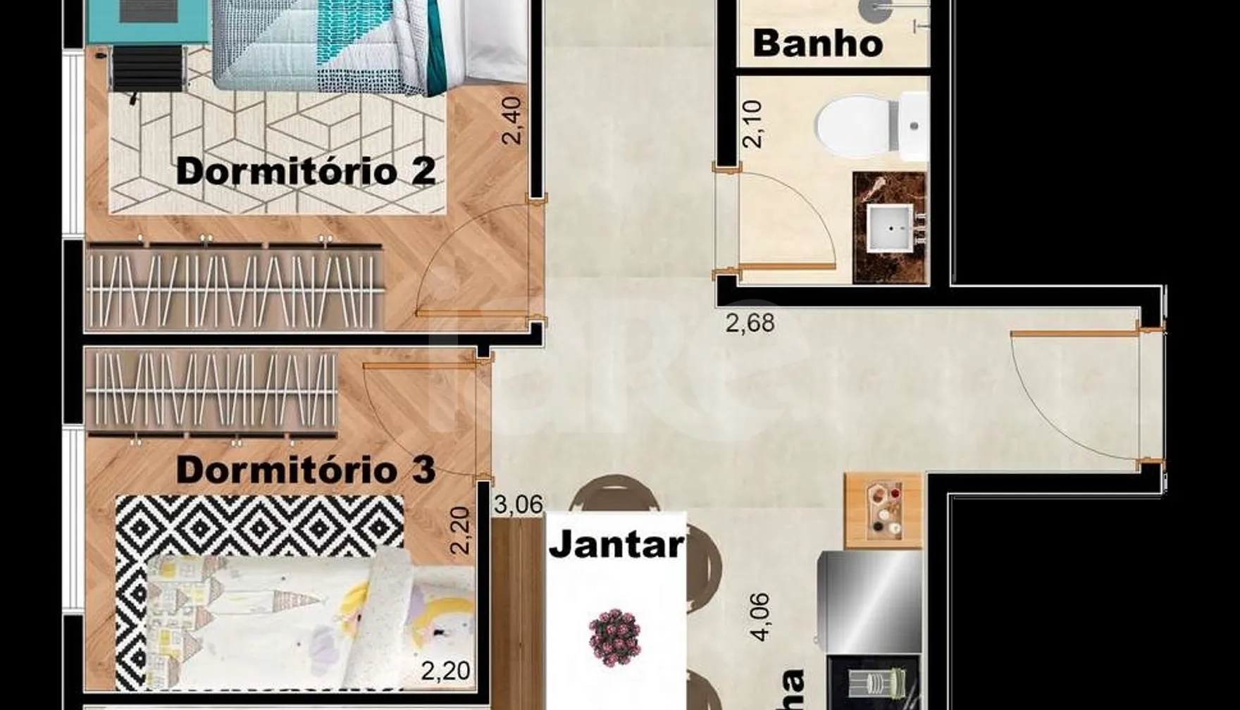 Planta — Apartamento 60,29 m²