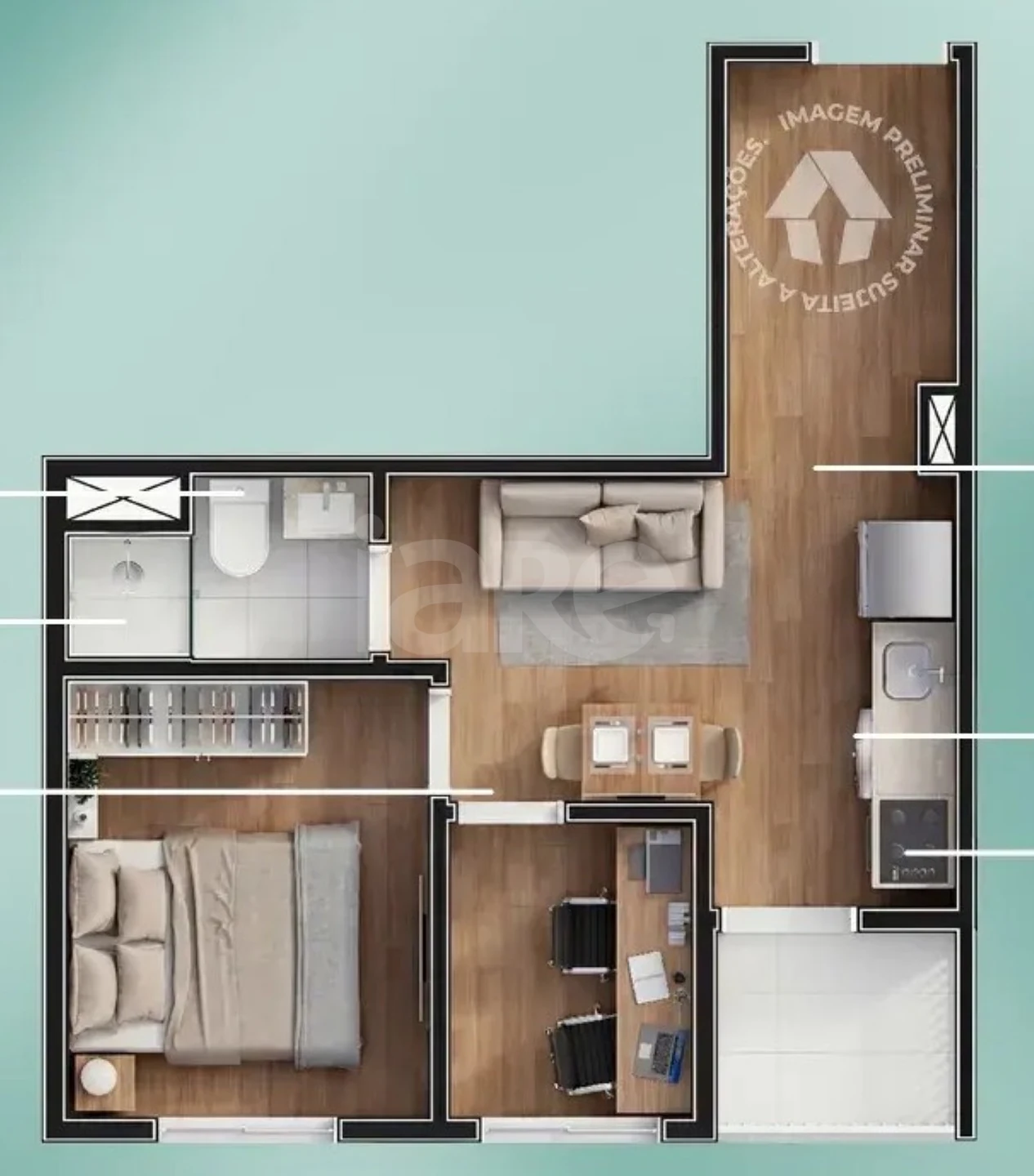 Planta — Apartamento 33 m²