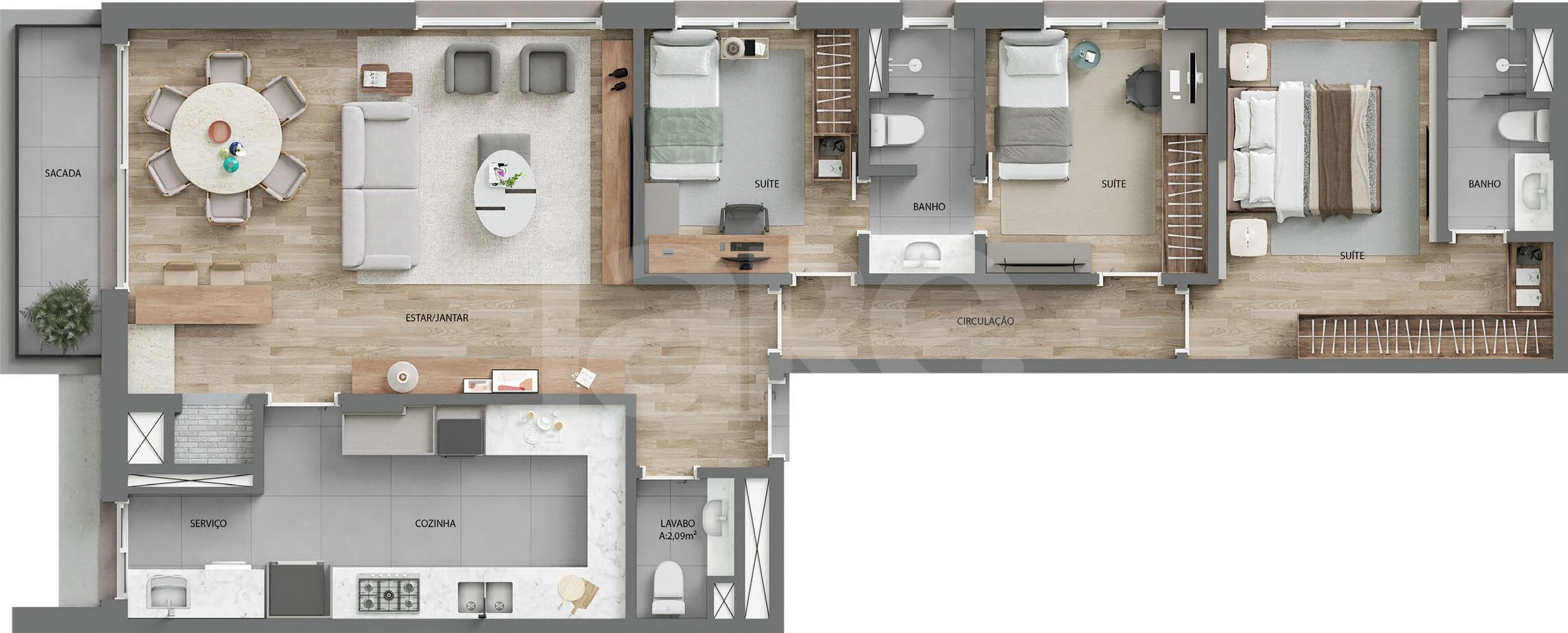 Planta — Apartamento 126,1 m²