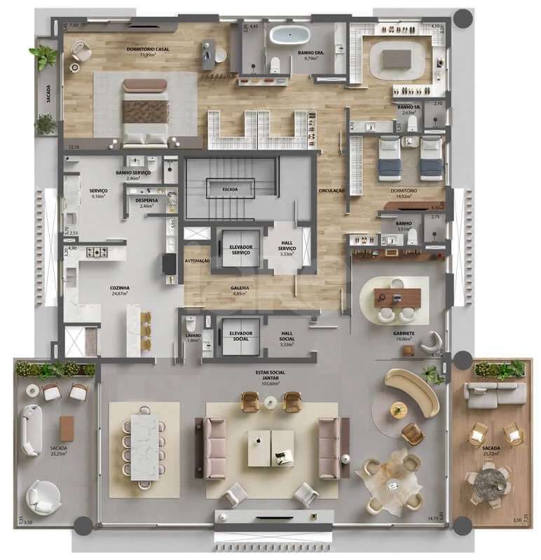 Planta — Apartamento 382,2 m²