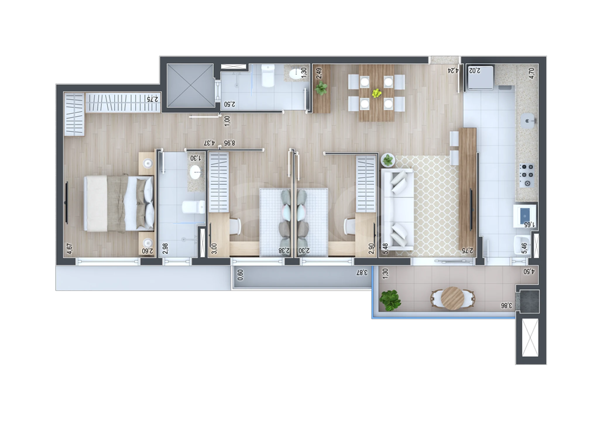 Planta — Apartamento 84,23 m²