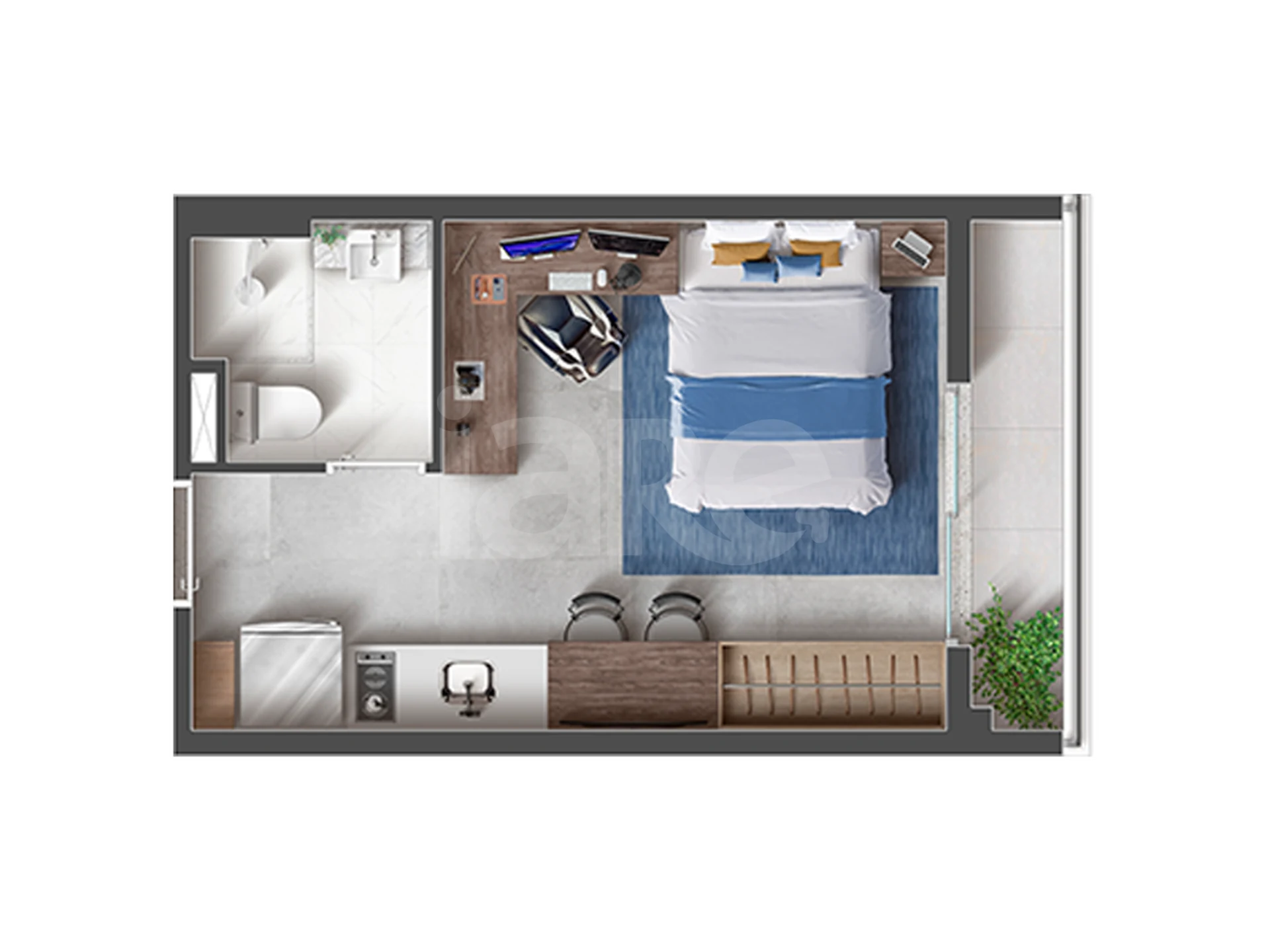 Planta — Studio 24,8 m²